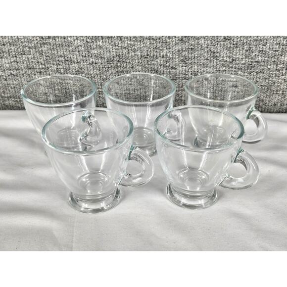 SET OF 5 CLEAR GLASS ESPRESSO TEA CUPS – STANDARD SIZE - Picture 1 of 6